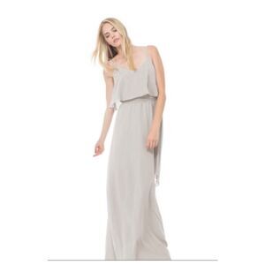 Ceremony by Joanna August Chiffon Maxi Dress XS Grey Spaghetti Straps